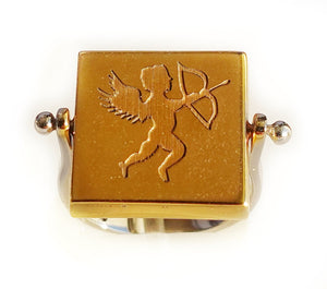 Cupid - eros - amor - god of love - spinning double face micro mosaic ring in solid silver 925 (base : double rhodium plated)