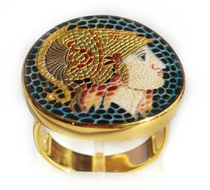 Athena micro mosaic ring in solid 14k gold