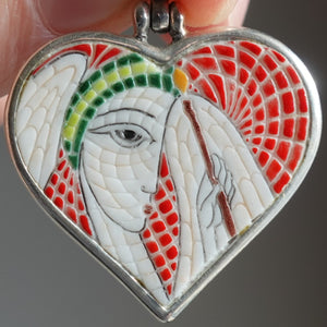 Angel heart micro mosaic pendant in solid silver 925