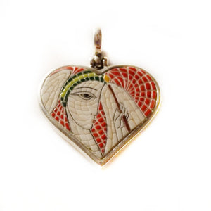 Angel heart micro mosaic pendant in solid silver 925