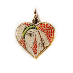 Angel heart micro mosaic pendant in solid silver 925